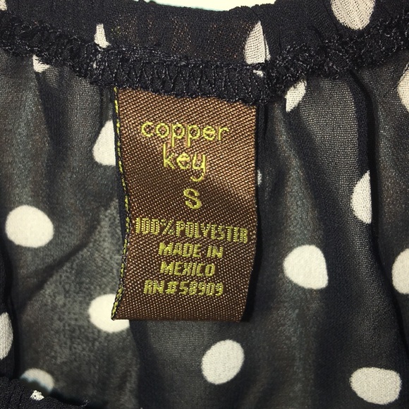Copper Key Sheer Black/White Polka Dots Shirt - Picture 2 of 5